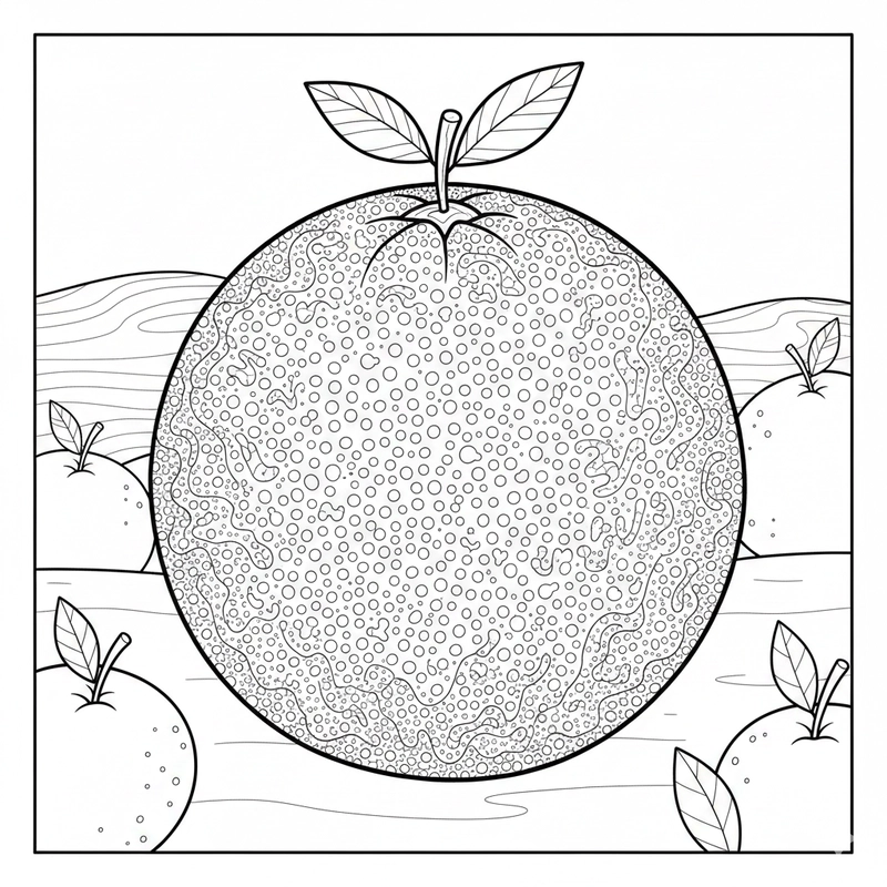 Hình quả cam tô màu in rõ nét