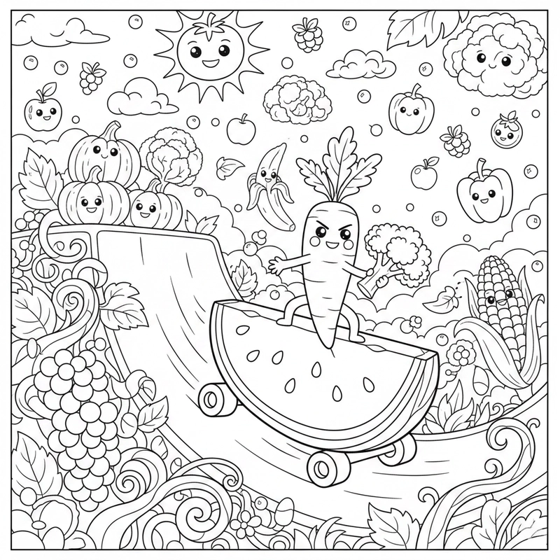 Hình rau củ quả đơn giản cho bé