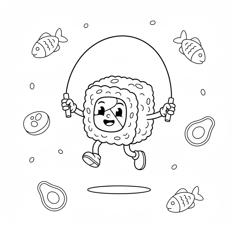 Hình sushi tô màu đáng yêu