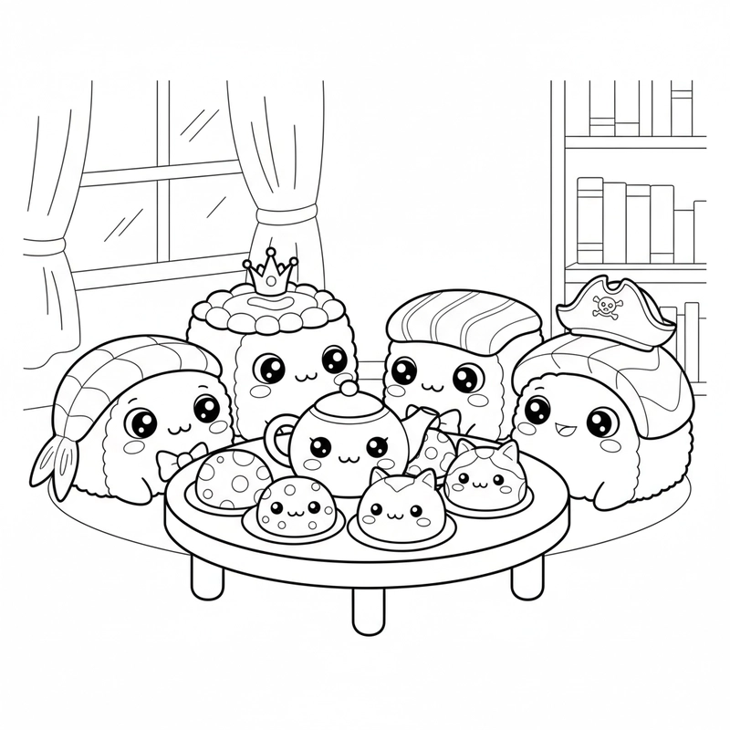 Hình sushi tô màu dễ thương