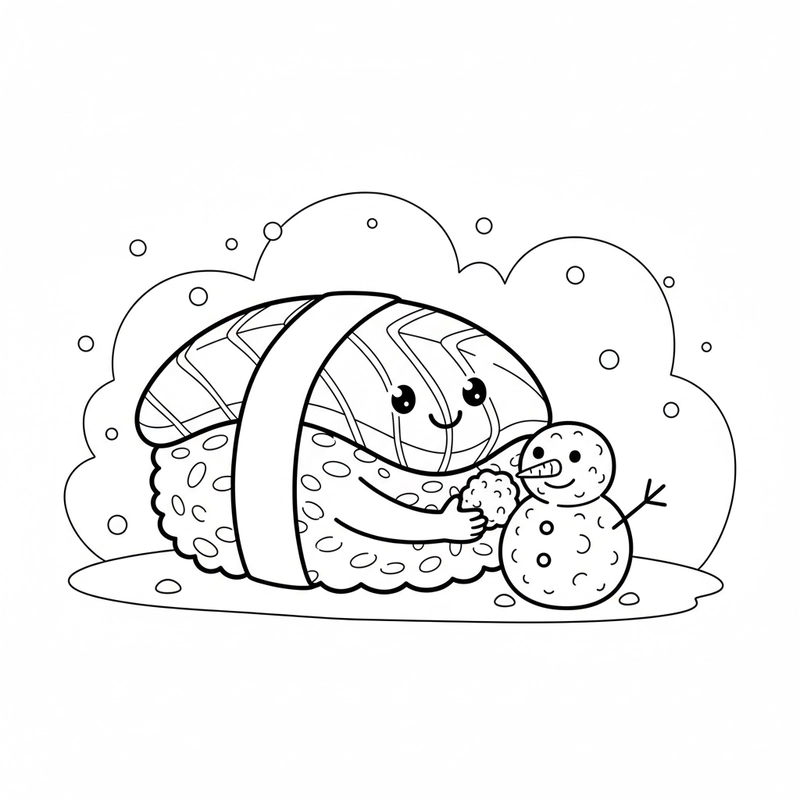 Hình sushi tô màu đơn giản