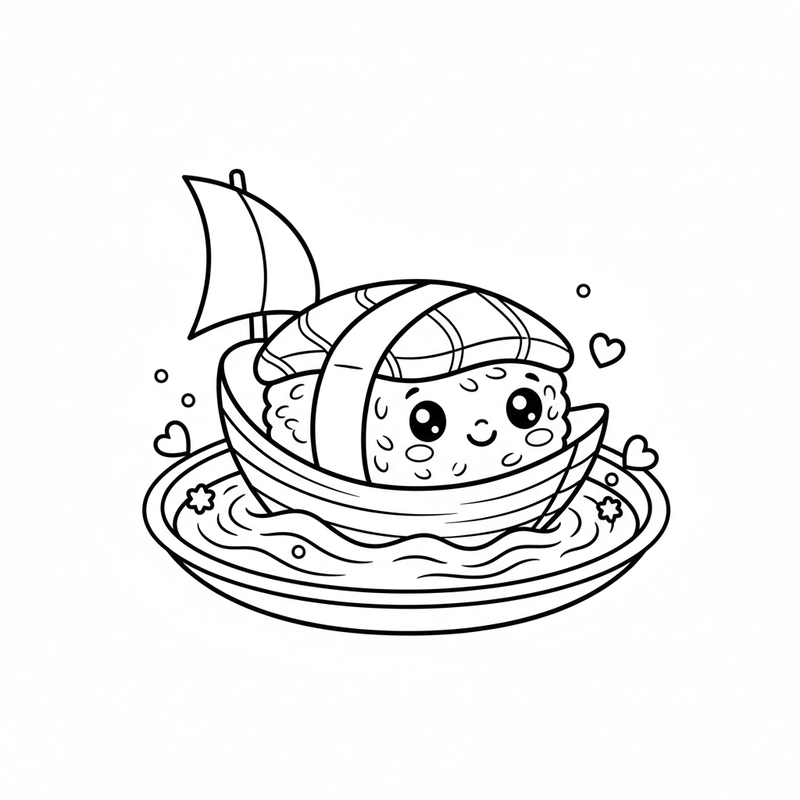 Hình sushi tô màu sáng tạo