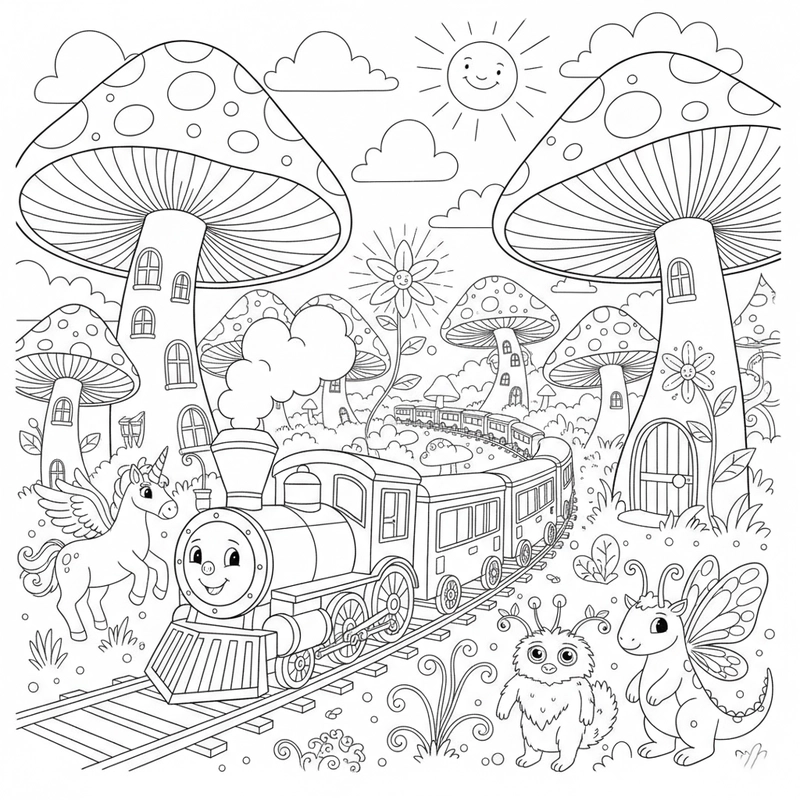 Hình tàu hỏa cho bé tô màu