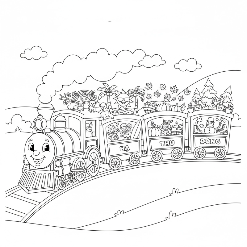 Hình tàu hỏa tô màu đẹp