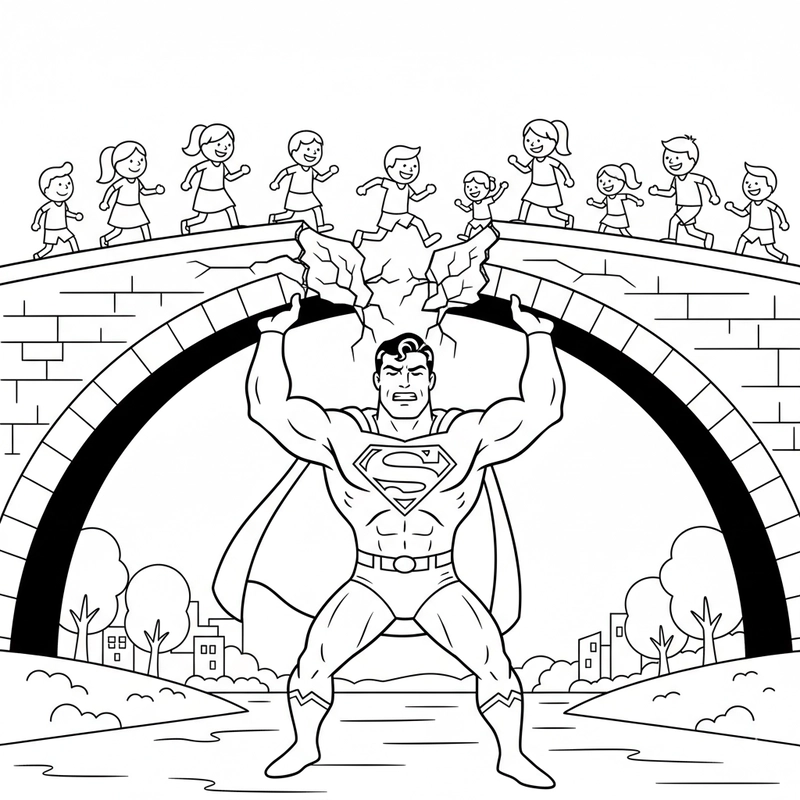 Hình tô Superman trong tư thế anh hùng