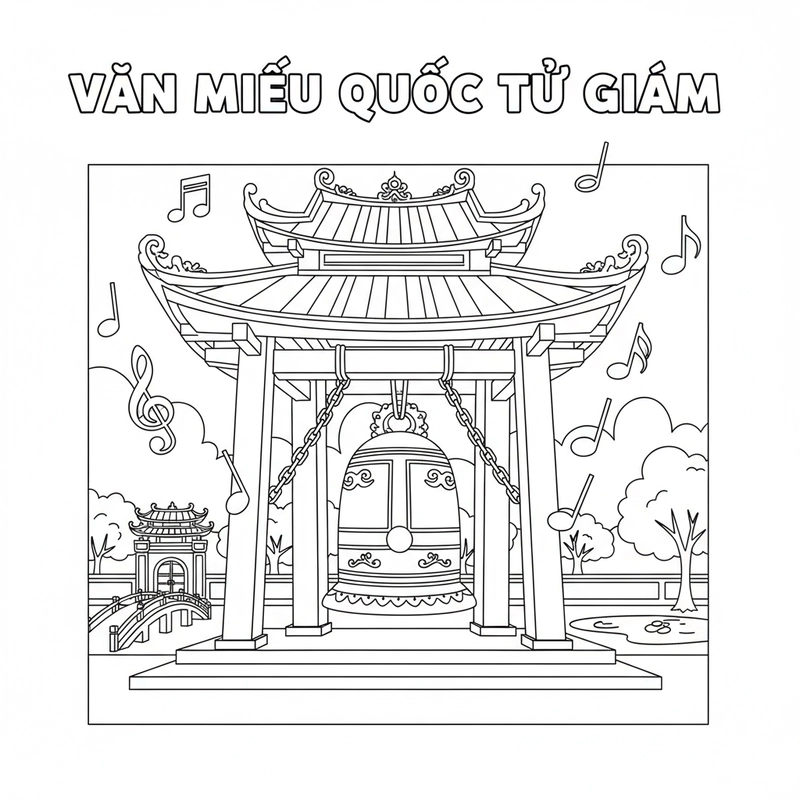 Hình tô Văn Miếu Quốc Tử Giám nghệ thuật