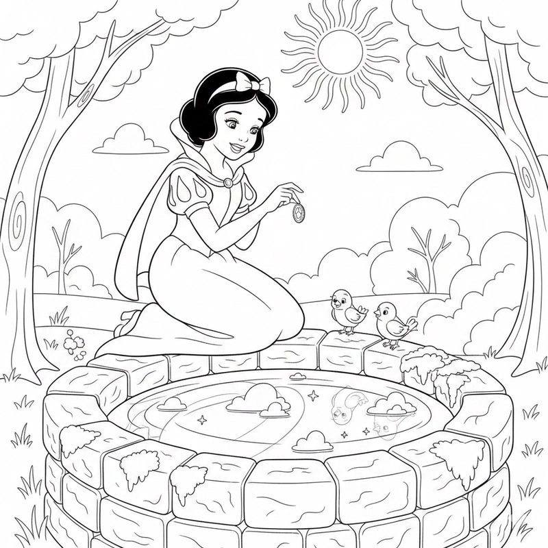 Hình tô màu Bạch Tuyết đơn giản