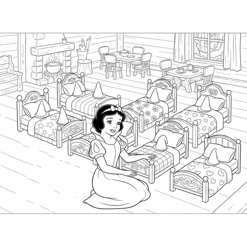 Hình tô màu Bạch Tuyết hoạt hình