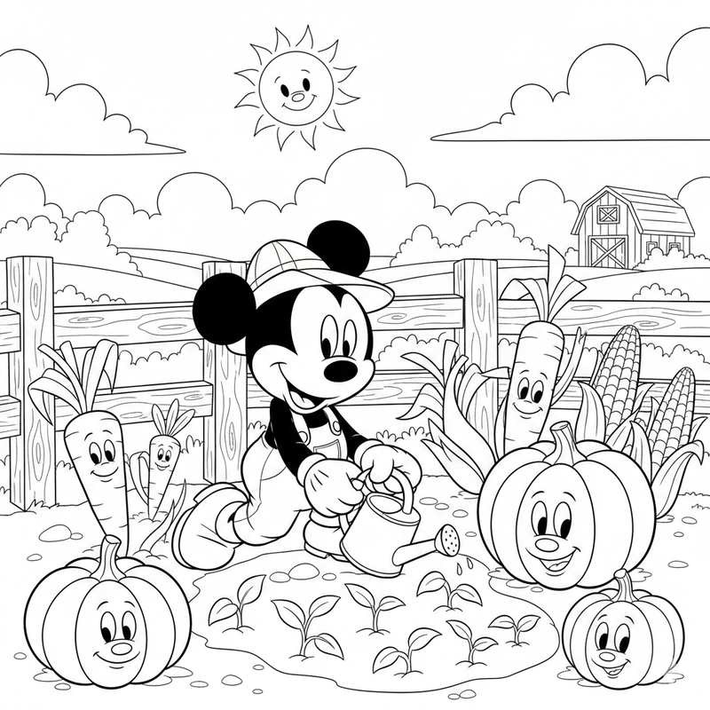 Hình tô màu Chuột Mickey đáng yêu cho bé