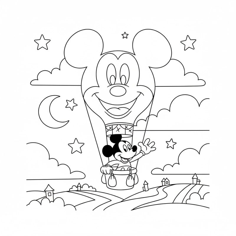 Hình tô màu Chuột Mickey đơn giản, nét rõ