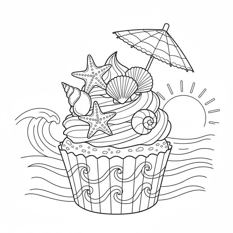 Hình tô màu Cupcake đẹp mắt