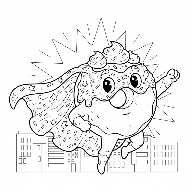 Hình tô màu Donut cute đơn giản