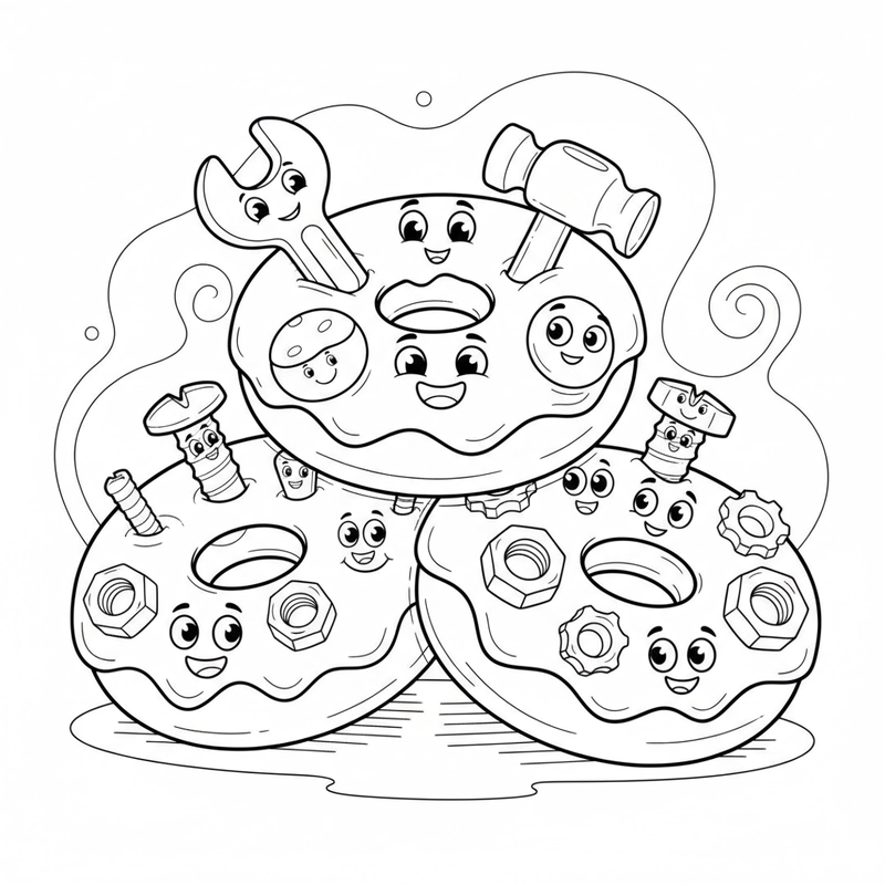 Hình tô màu Donut dễ thương