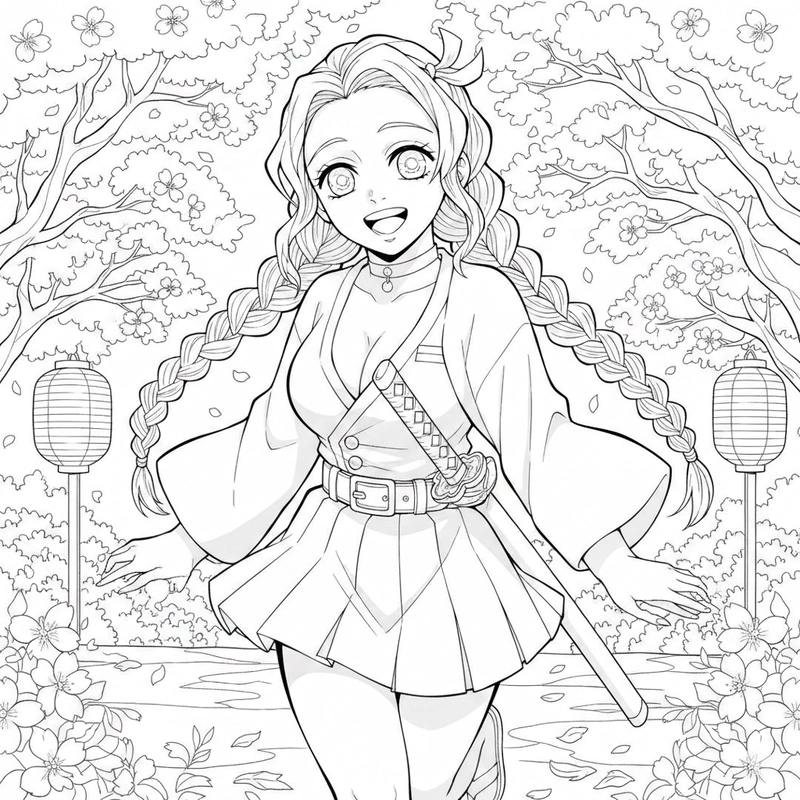 Hình tô màu Kanroji Mitsuri rõ nét