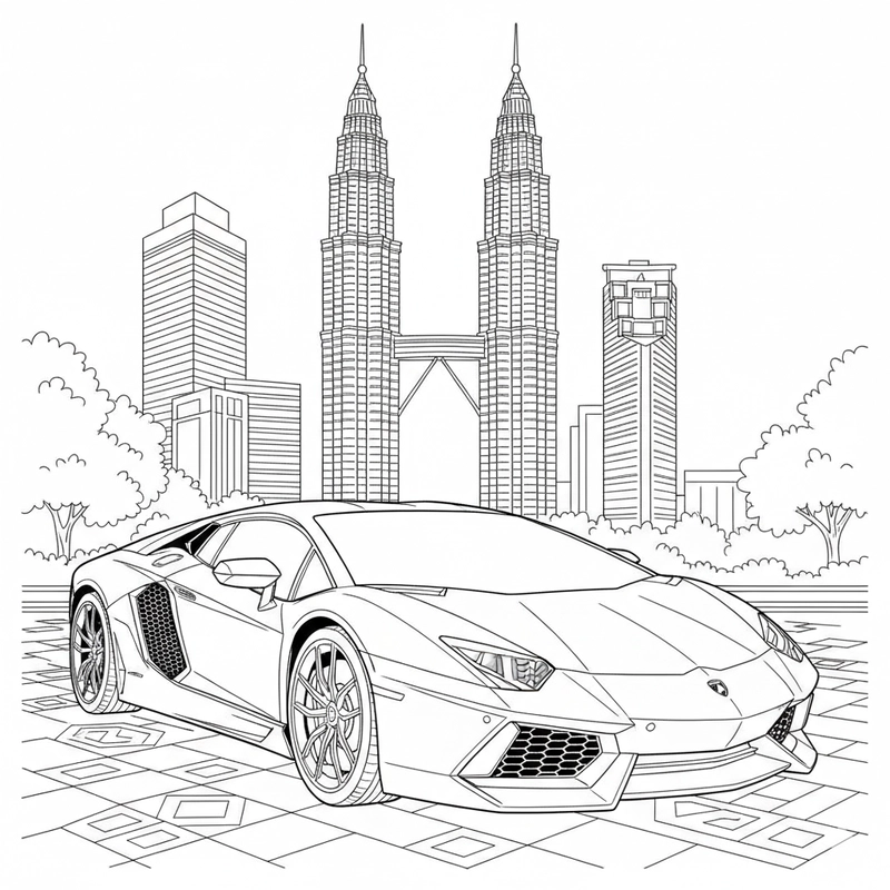 Hình tô màu Lamborghini cho bé tập tô