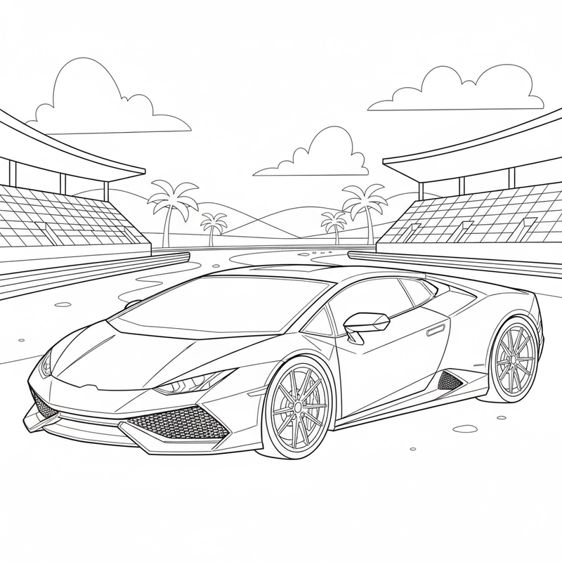 Hình tô màu Lamborghini đơn giản cho bé