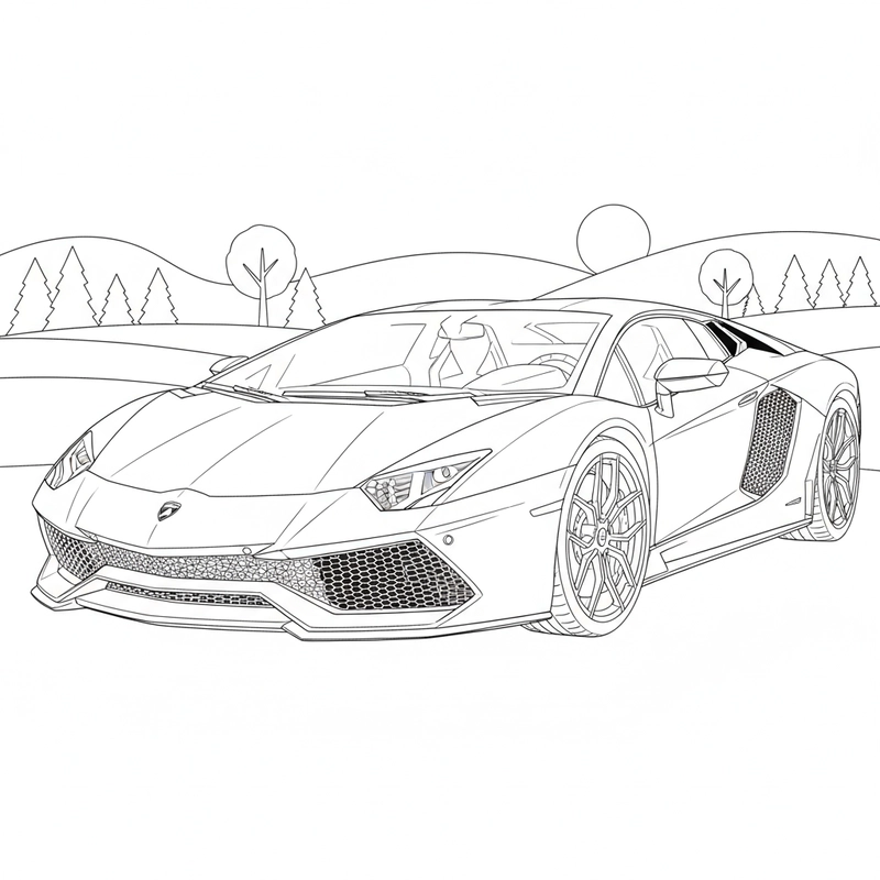 Hình tô màu Lamborghini đơn giản