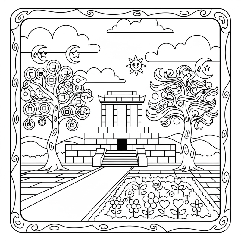 Hình tô màu Lăng Bác nét rõ ràng