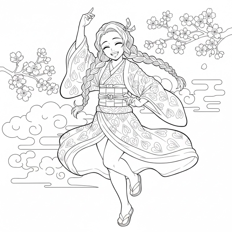 Hình tô màu Mitsuri nhiều mẫu khác nhau