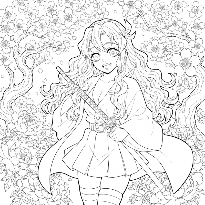 Hình tô màu Mitsuri phong cách chibi