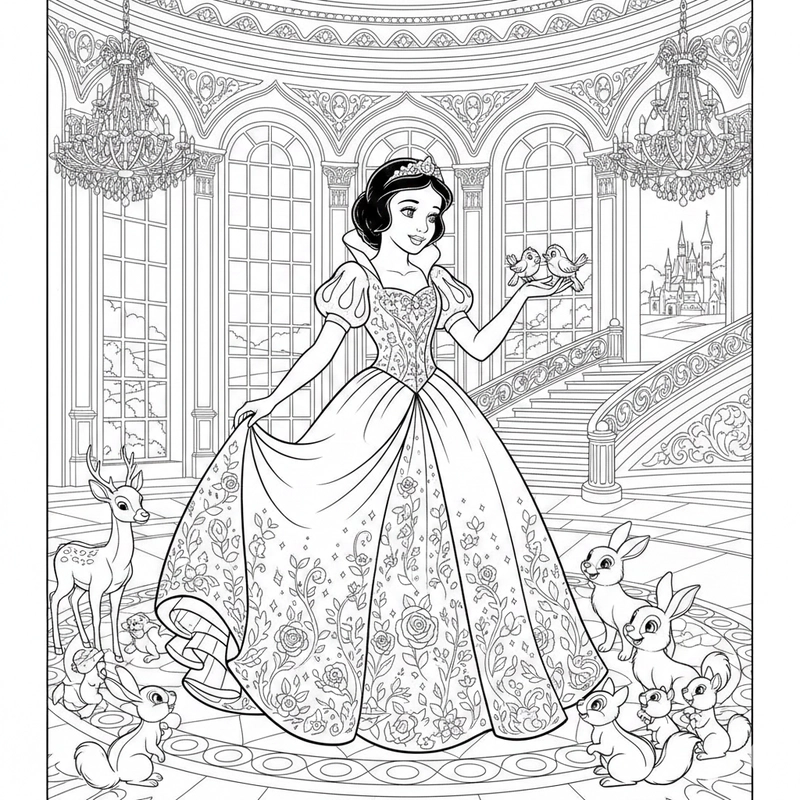 Hình tô màu Nàng Bạch Tuyết cổ tích