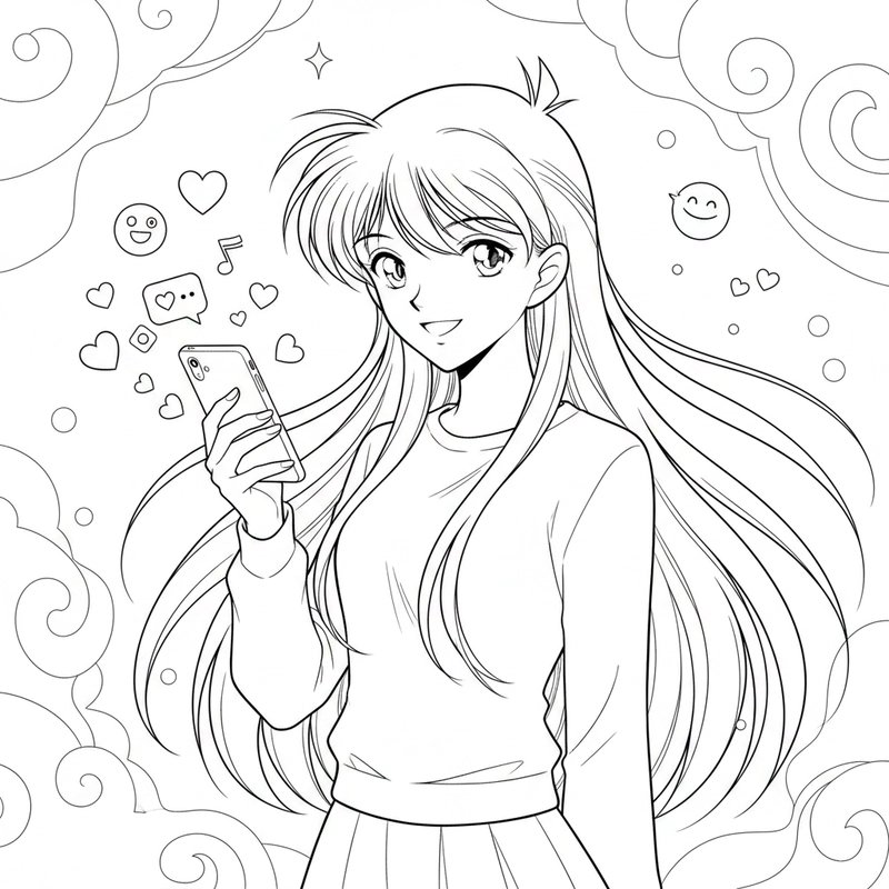 Hình tô màu Ran Mori nhẹ nhàng