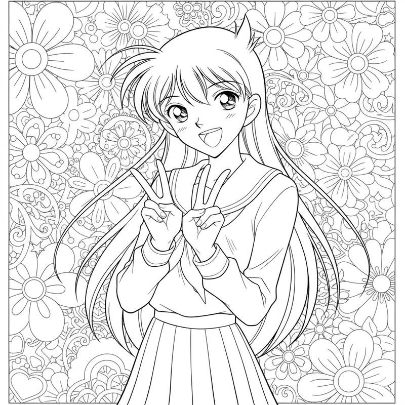 Hình tô màu Ran Mori phong cách anime