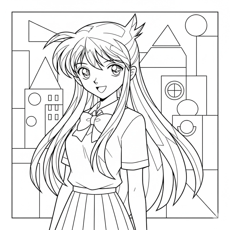 Hình tô màu Ran Mori phù hợp bé nhỏ