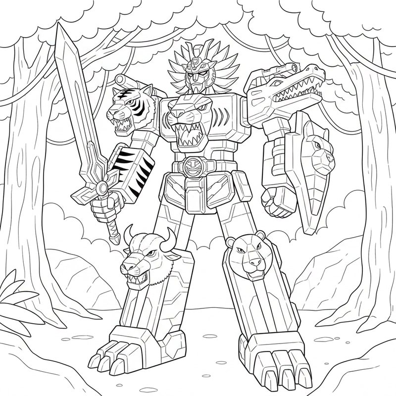 Hình tô màu Siêu Nhân Gao dễ tải dễ in