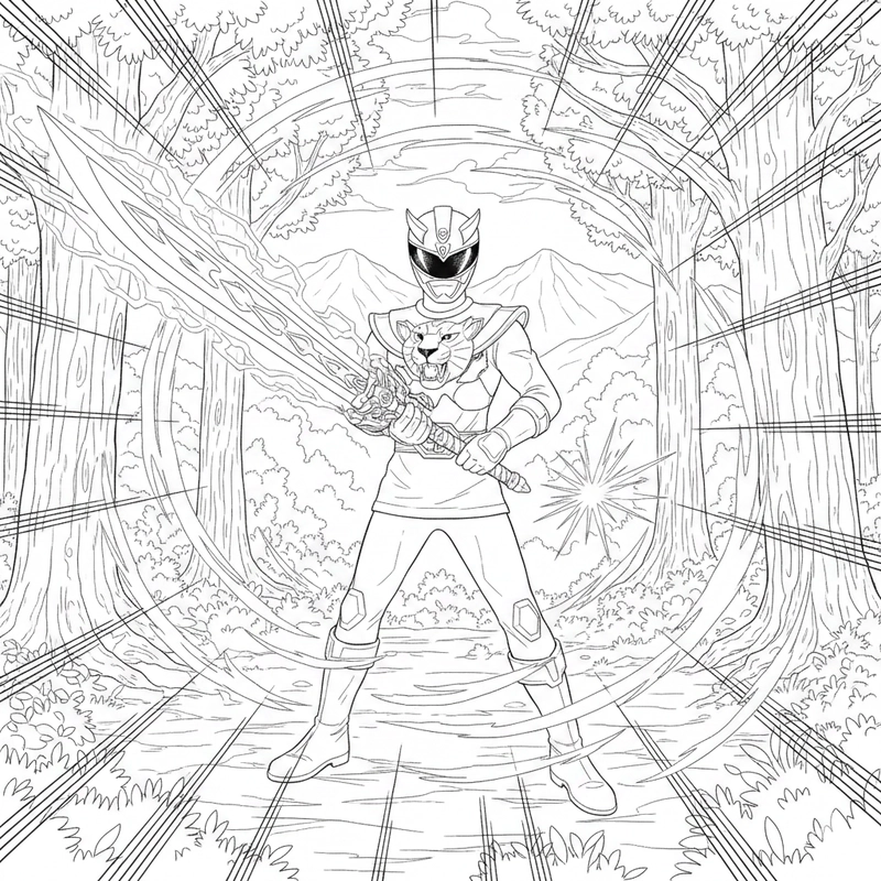 Hình tô màu Siêu Nhân Gao đơn giản