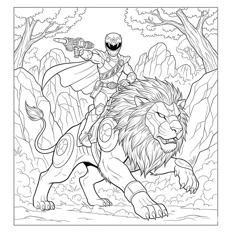 Hình tô màu Siêu Nhân Gao giúp bé tập phối màu