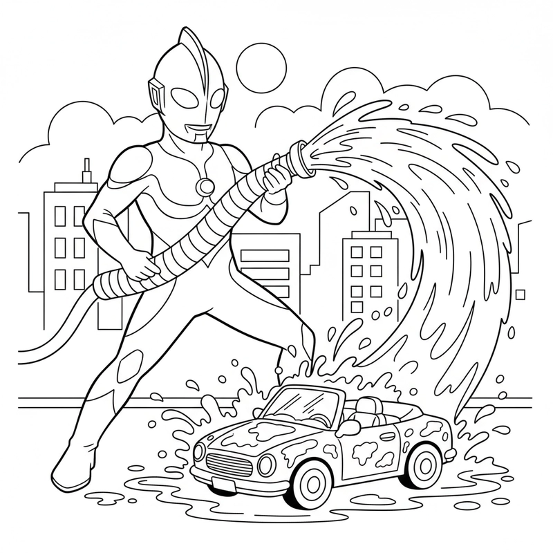 Hình tô màu Siêu nhân Ultraman mạnh mẽ