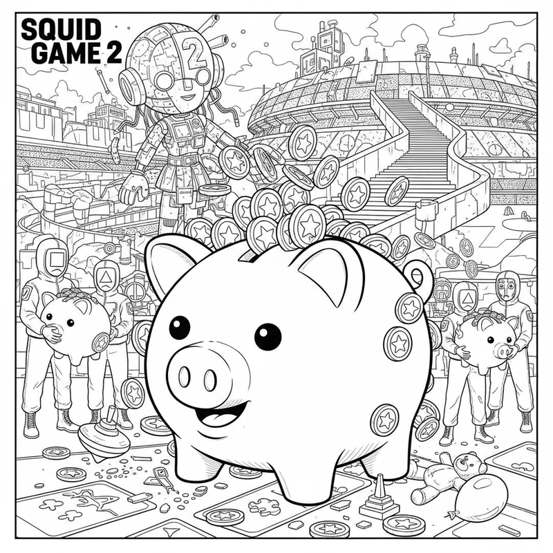 Hình tô màu Squid Game dễ in