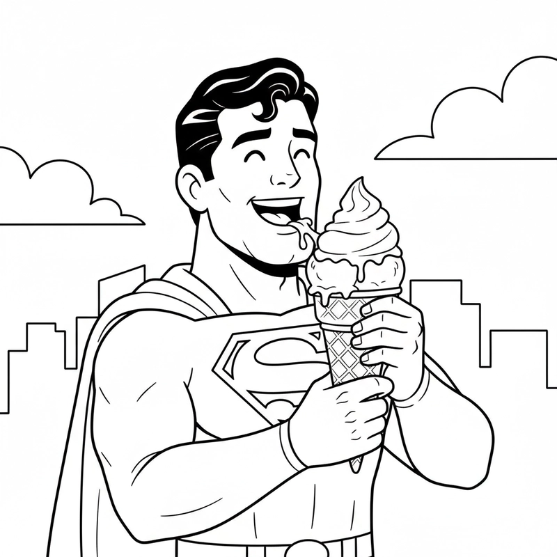 Hình tô màu Superman dễ thương cho bé