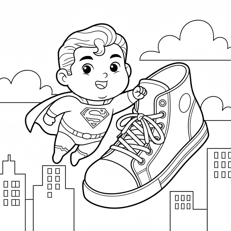 Hình tô màu Superman đơn giản dễ tô