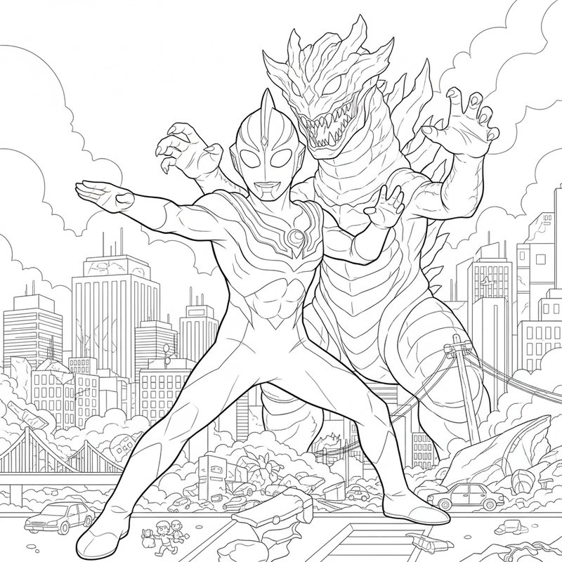 Hình tô màu Ultraman cho bé tập tô sáng tạo