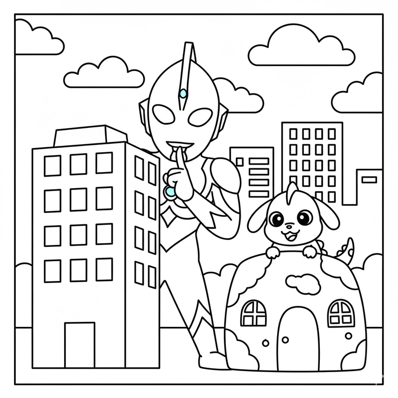 Hình tô màu Ultraman đáng yêu cho bé