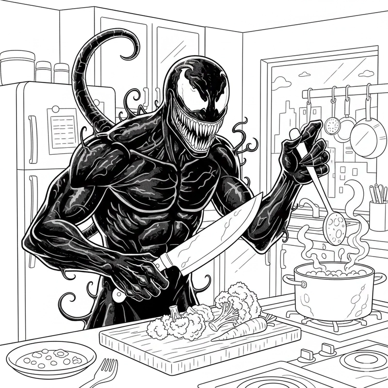 Hình tô màu Venom dễ in phù hợp mọi độ tuổi