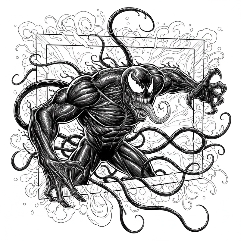 Hình tô màu Venom nét rõ dễ tô
