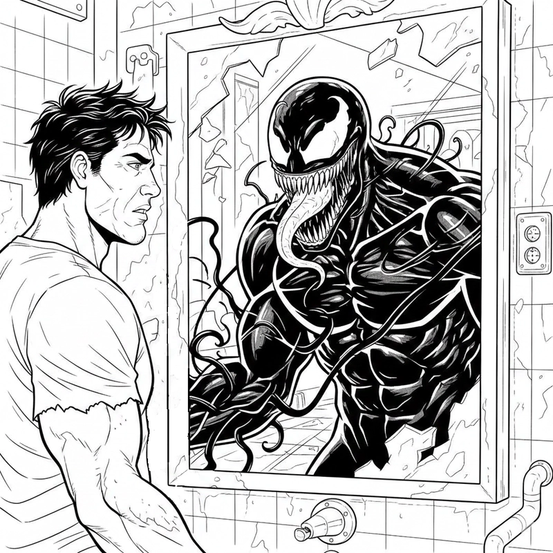 Hình tô màu Venom tạo hình quen thuộc