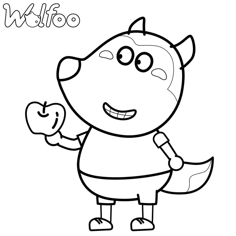Hình tô màu Wolfoo giúp bé làm quen màu sắc