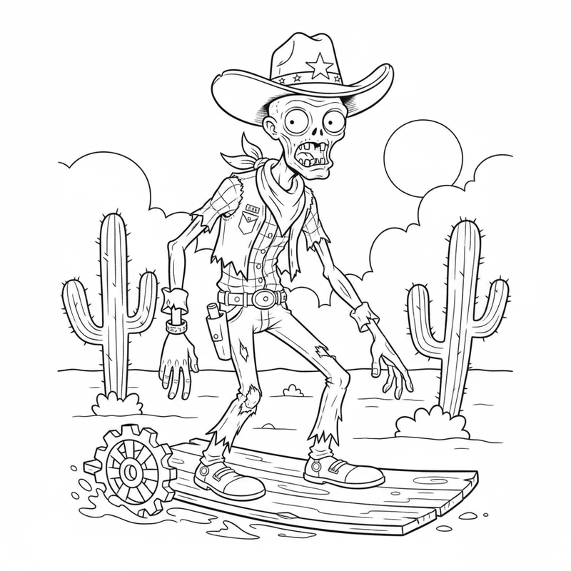 Hình tô màu Zombie đáng yêu