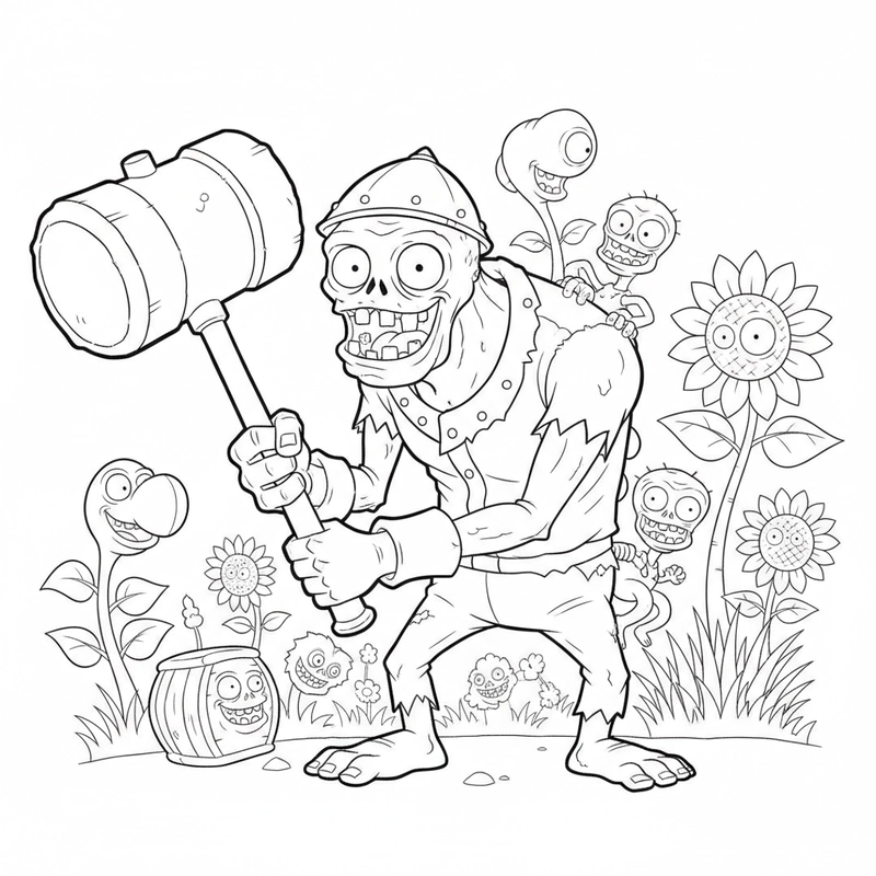 Hình tô màu Zombie đơn giản