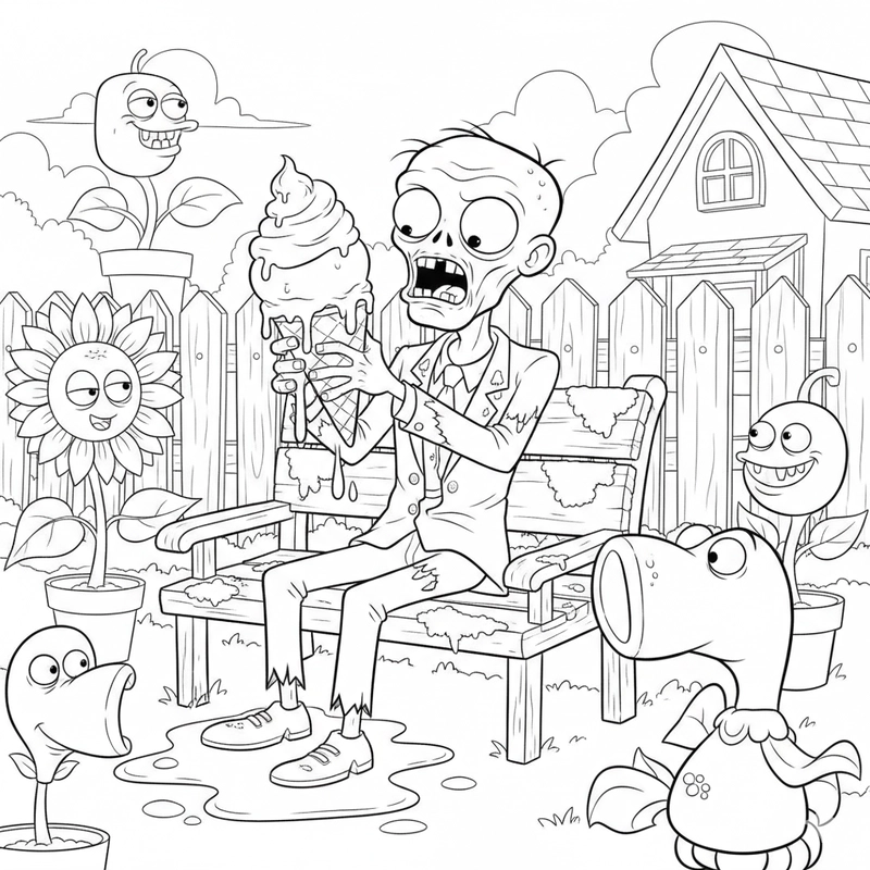 Hình tô màu Zombie ngộ nghĩnh