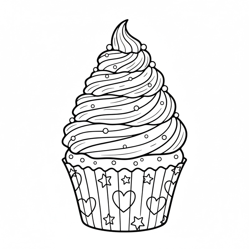 Hình tô màu bánh Cupcake đơn giản