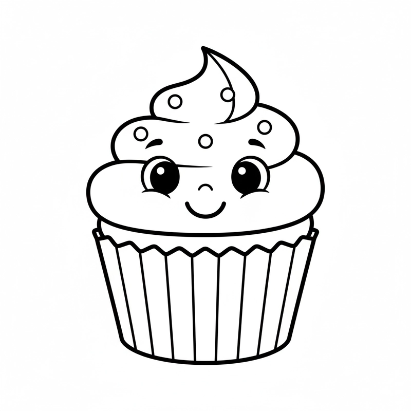 Hình tô màu bánh Cupcake xinh