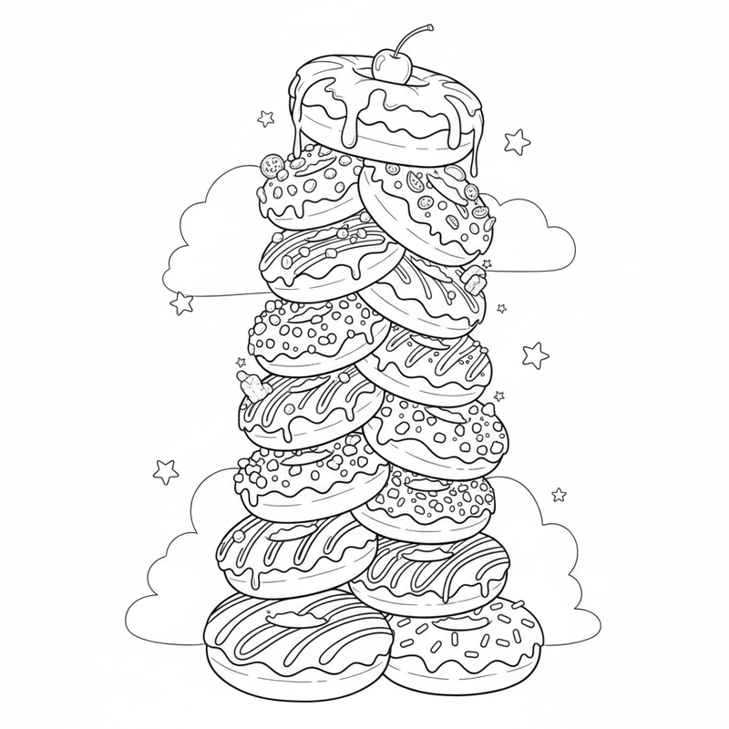 Hình tô màu bánh Donut nhỏ