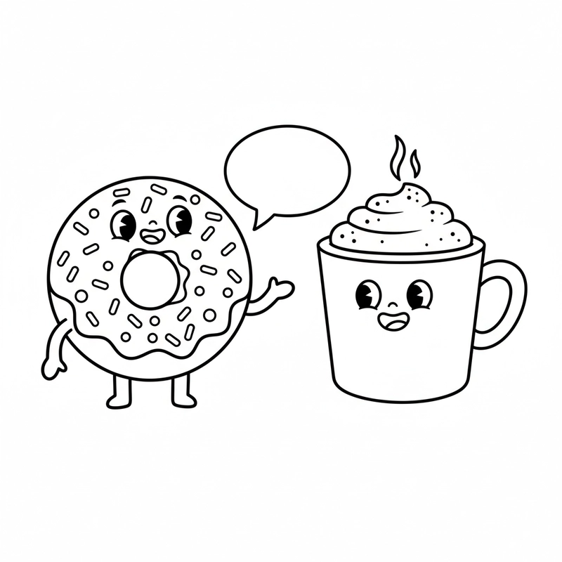 Hình tô màu bánh Donut vui nhộn