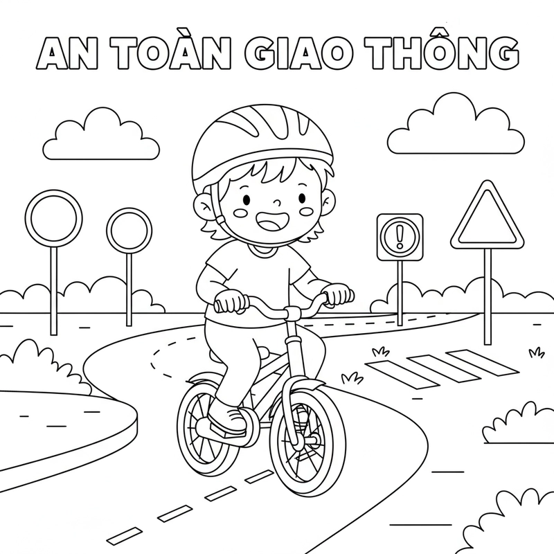 Hình tô màu bé đi đúng phần đường