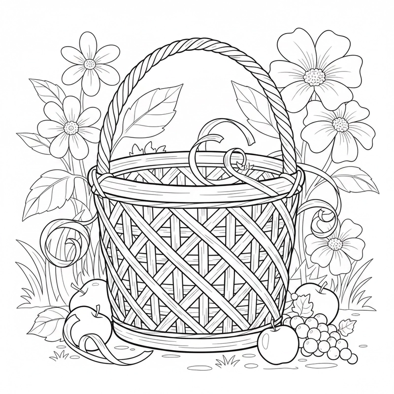 Hình tô màu cái giỏ cho hoạt động thủ công